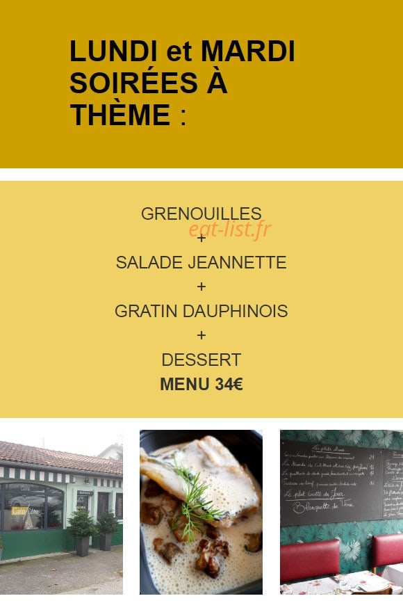 Café Côte Restaurant — carte page 1