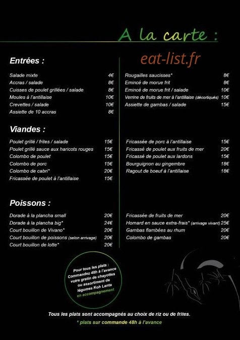 Gwada Lounge — carte page 1