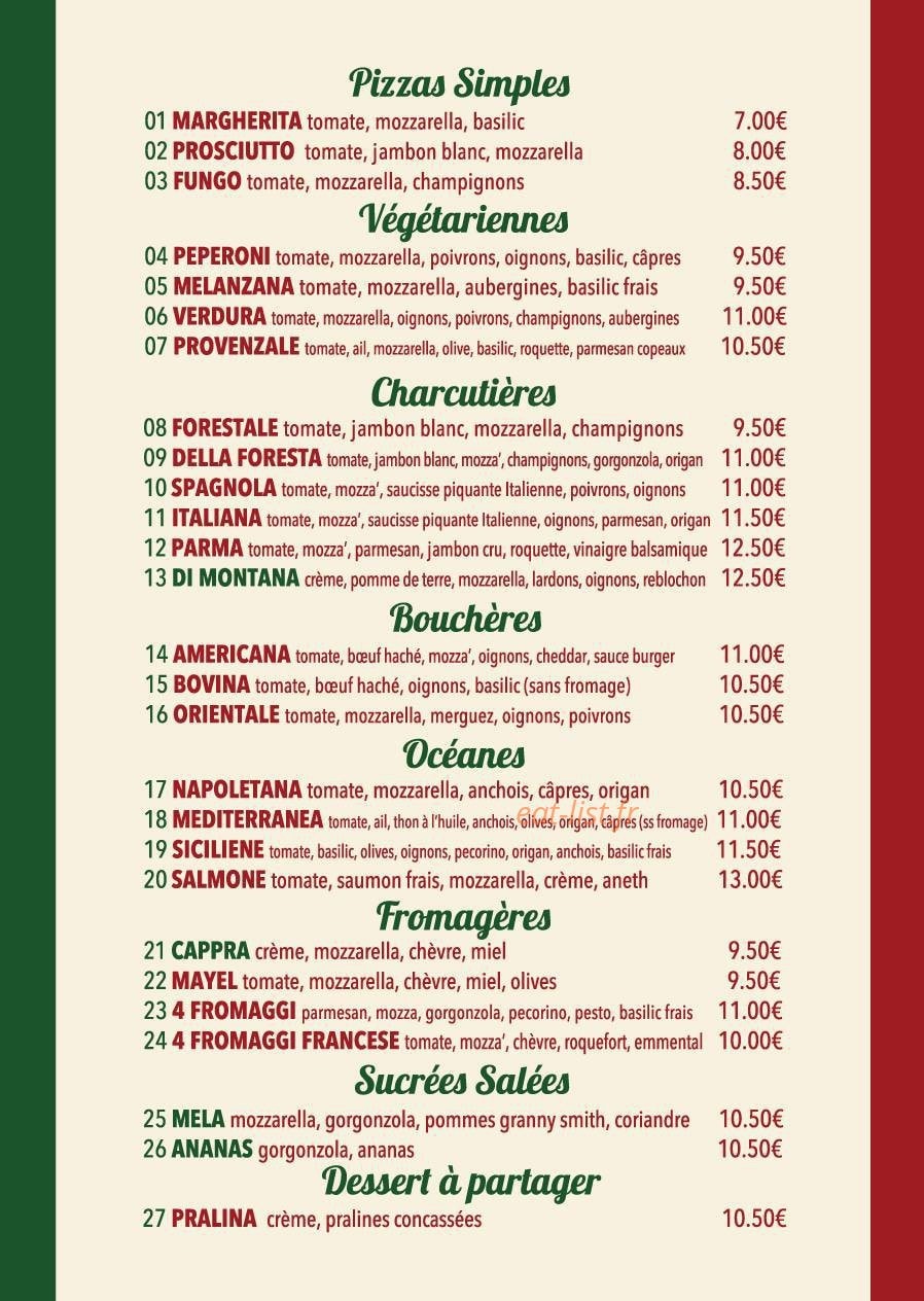 Pizza Mozza — carte page 1