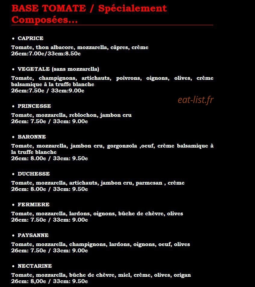 Pizza Calypso — carte page 2
