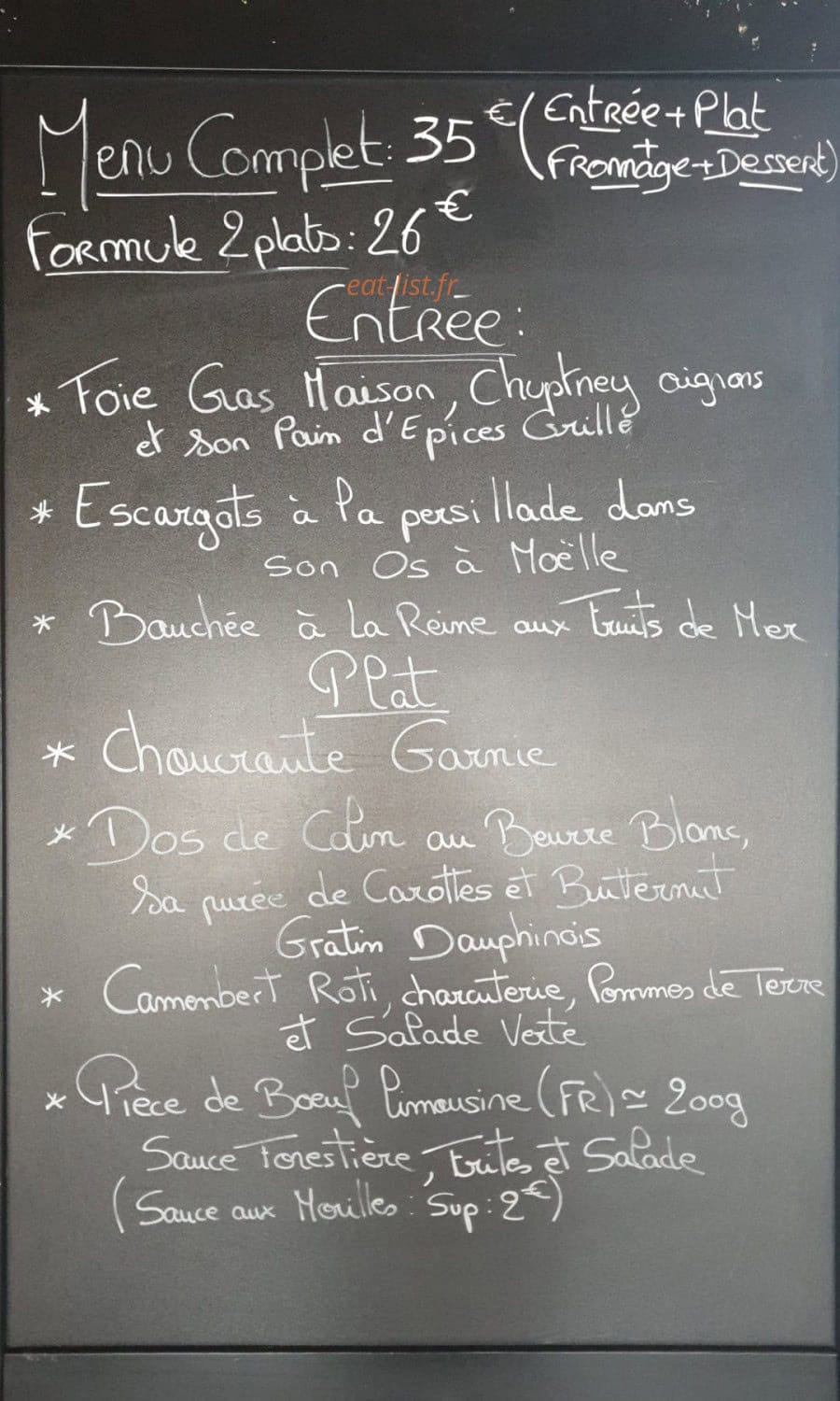 Auberge de l’Arche — carte page 1