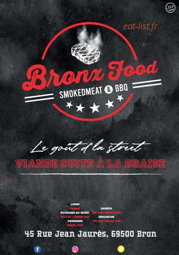 Bronx Food — carte page 1