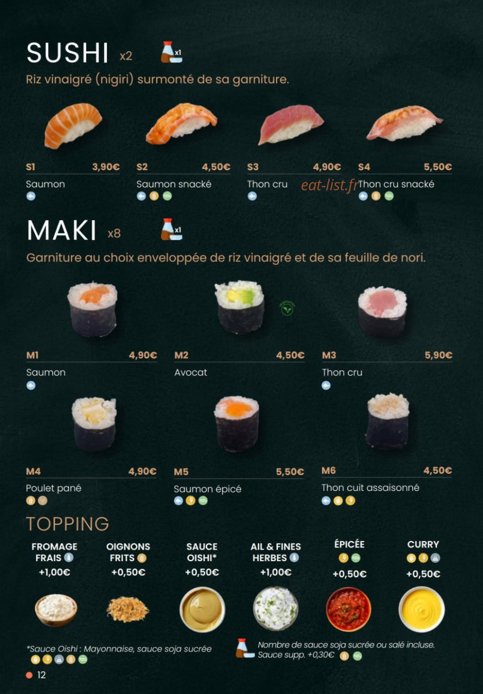 Kajirō Sushi — carte page 12