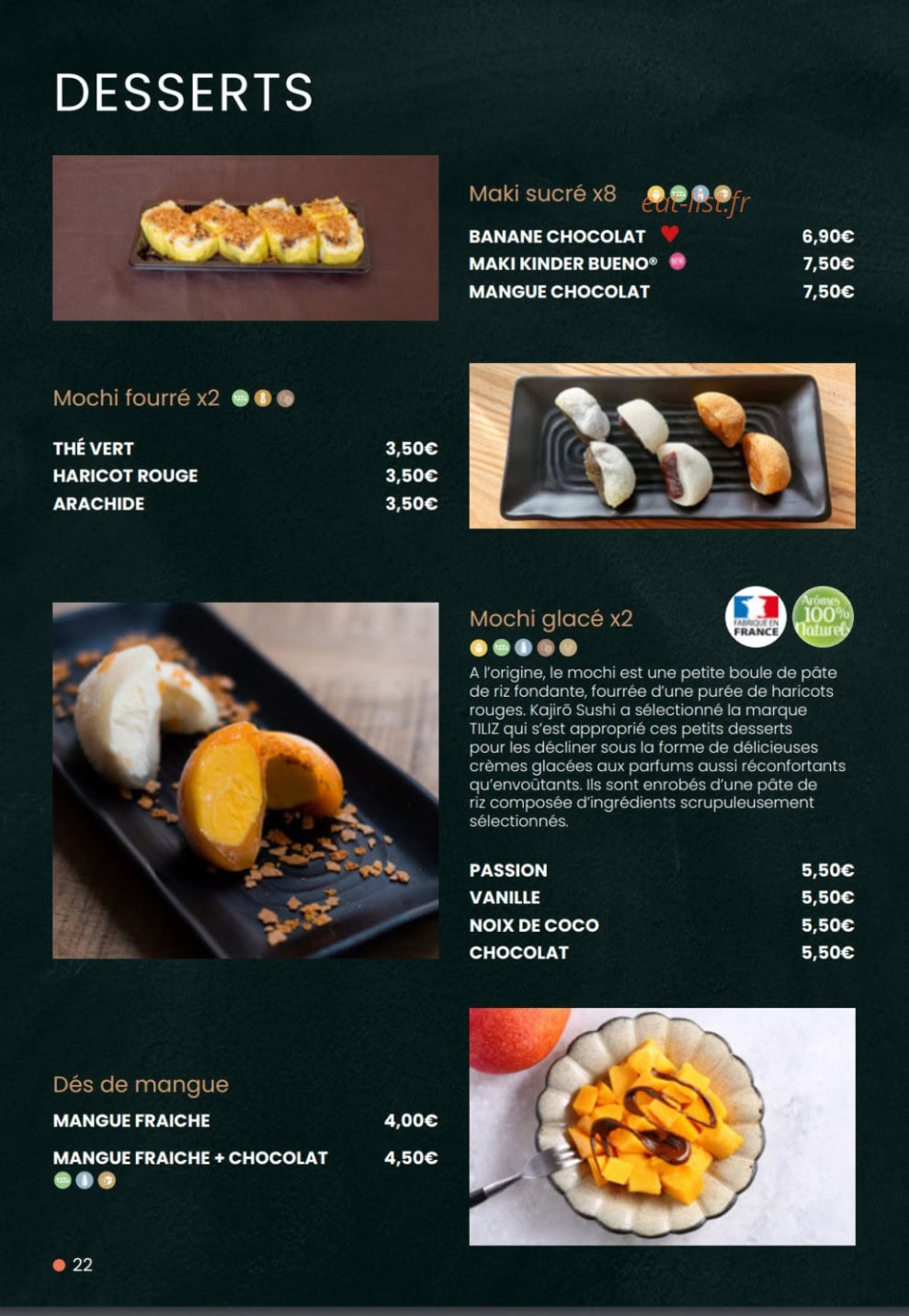 Kajirō Sushi — carte page 18