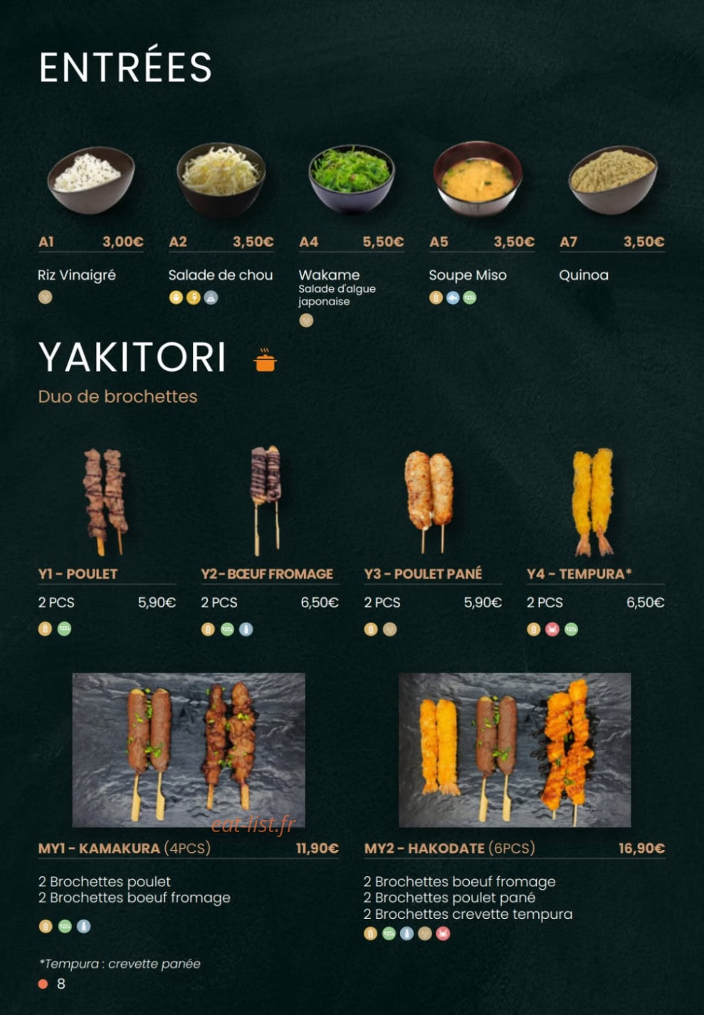 Kajirō Sushi — carte page 2