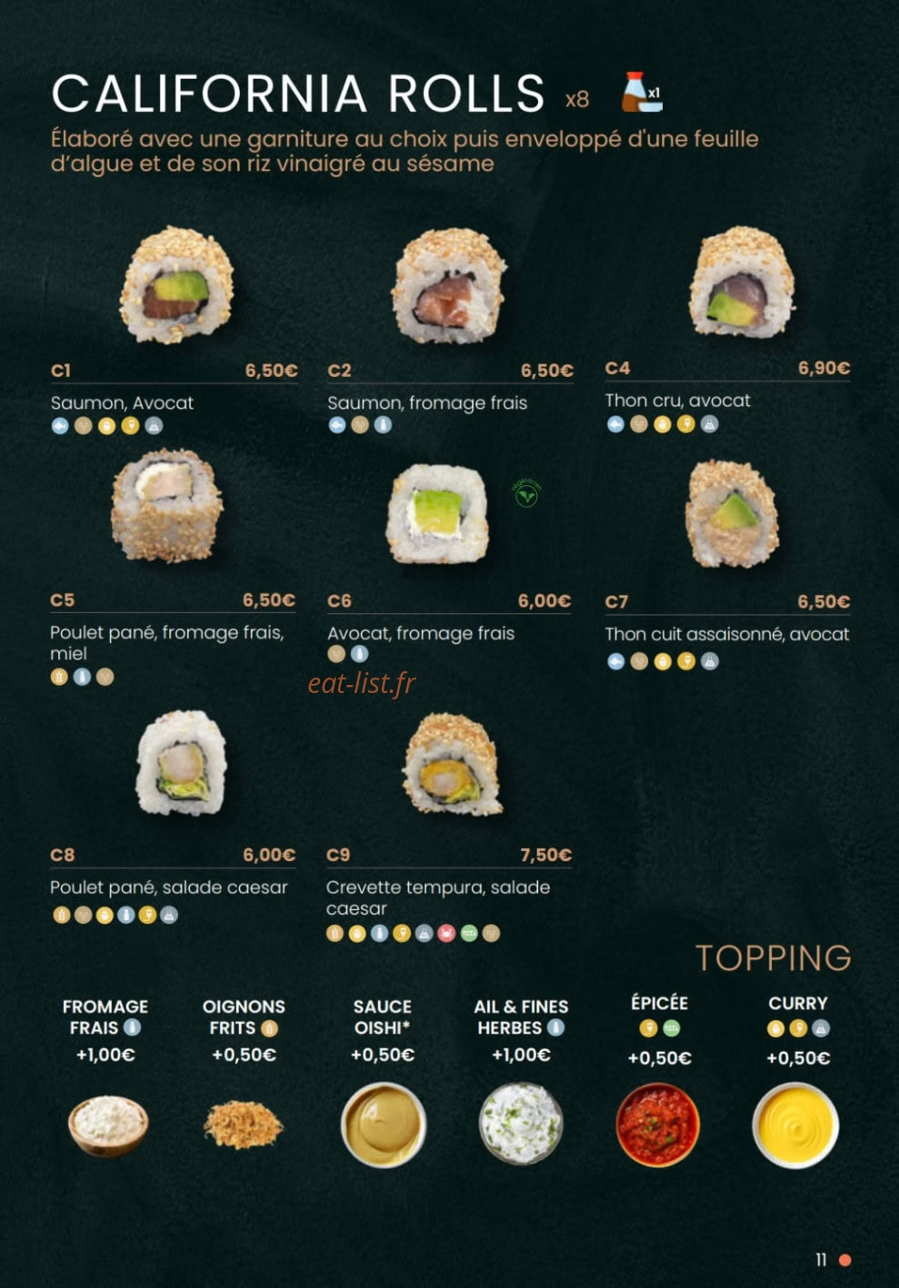 Kajirō Sushi — carte page 11