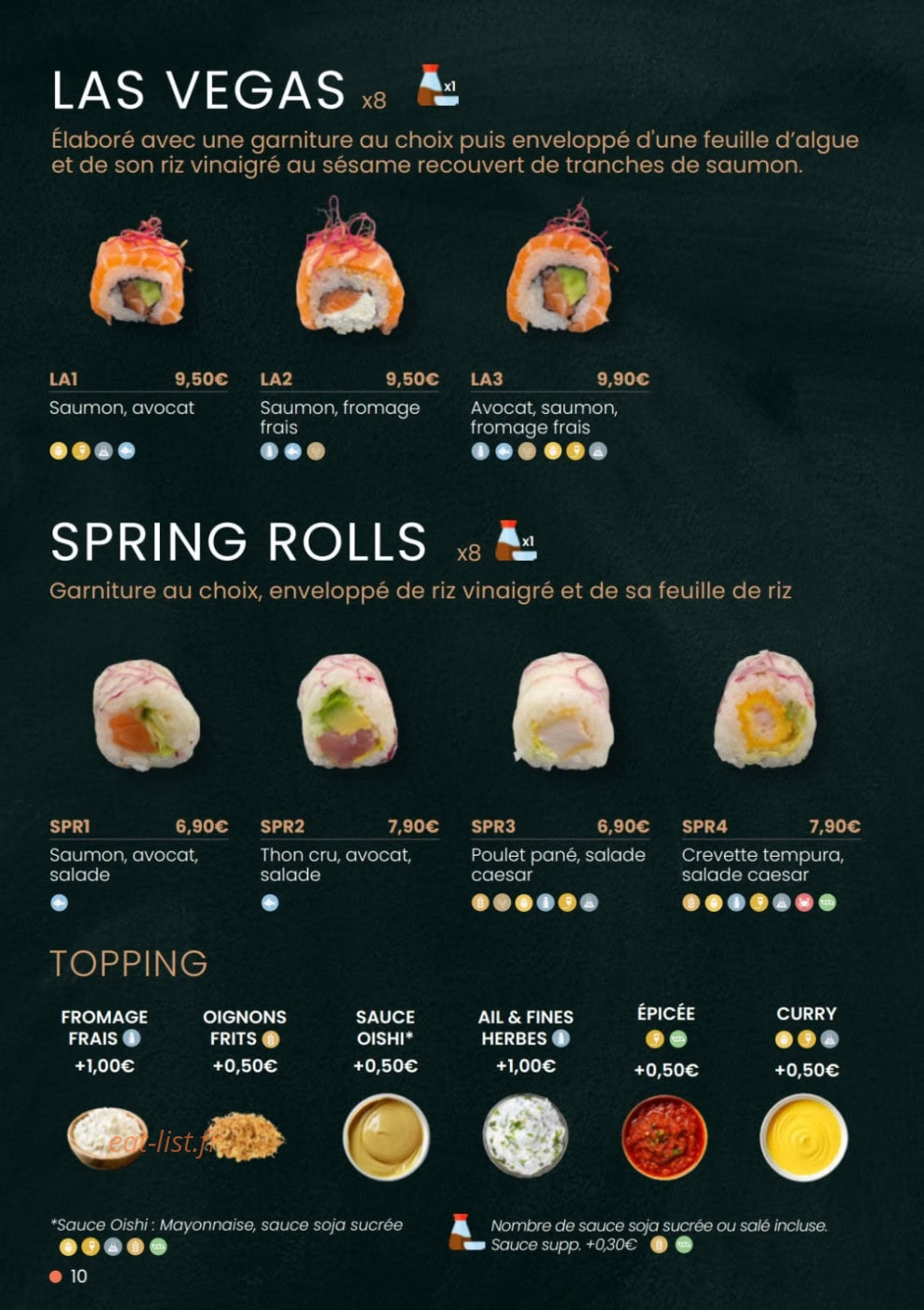 Kajirō Sushi — carte page 10