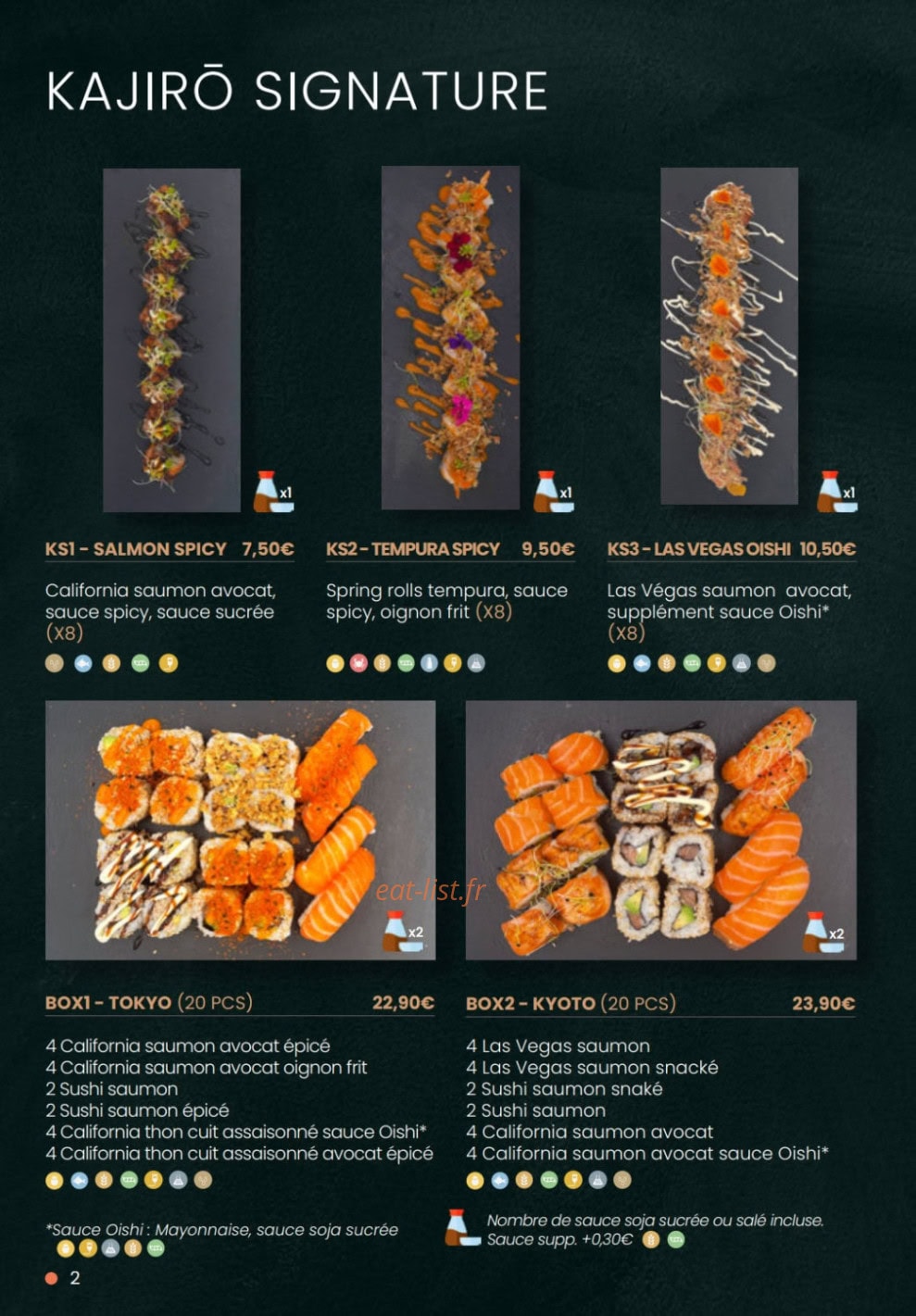 Kajirō Sushi — carte page 3