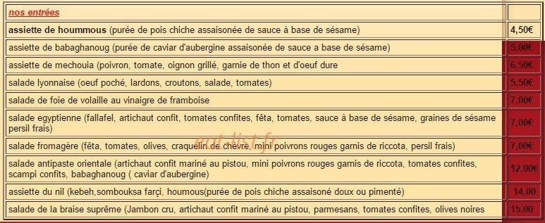 La Braise Gourmande — carte page 1