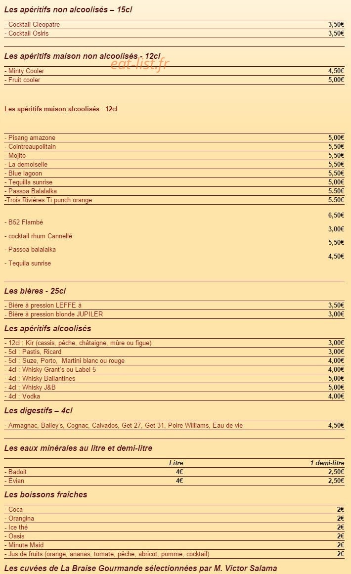La Braise Gourmande — carte page 4