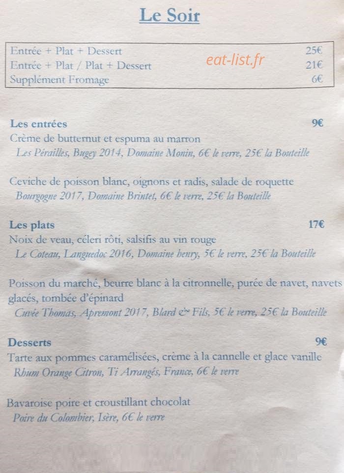 Le Bistrot de la Cave — carte page 1
