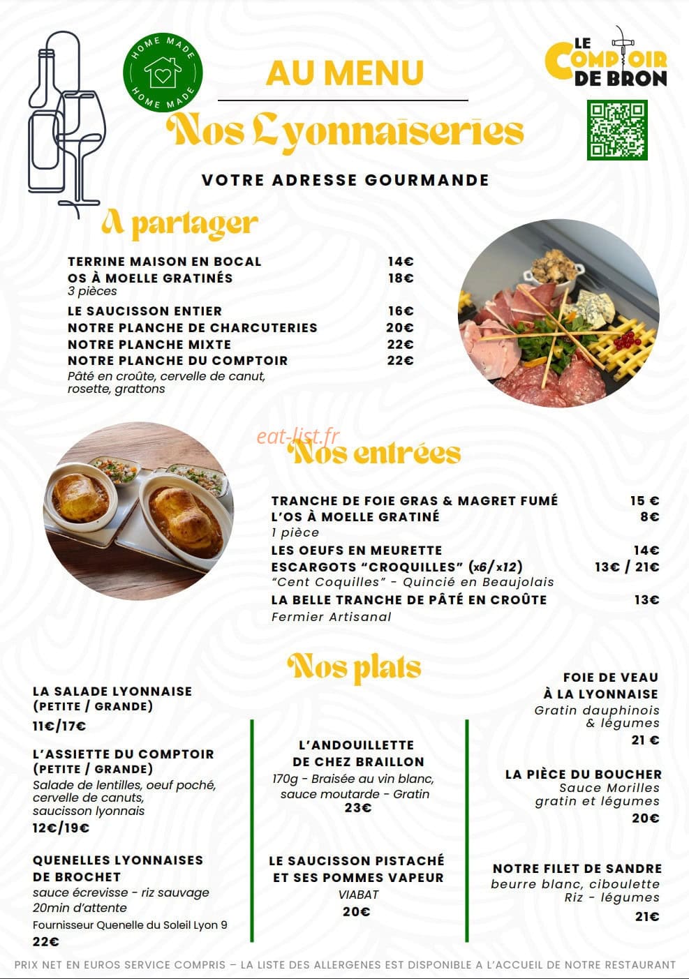 Le Comptoir de Bron — carte page 1