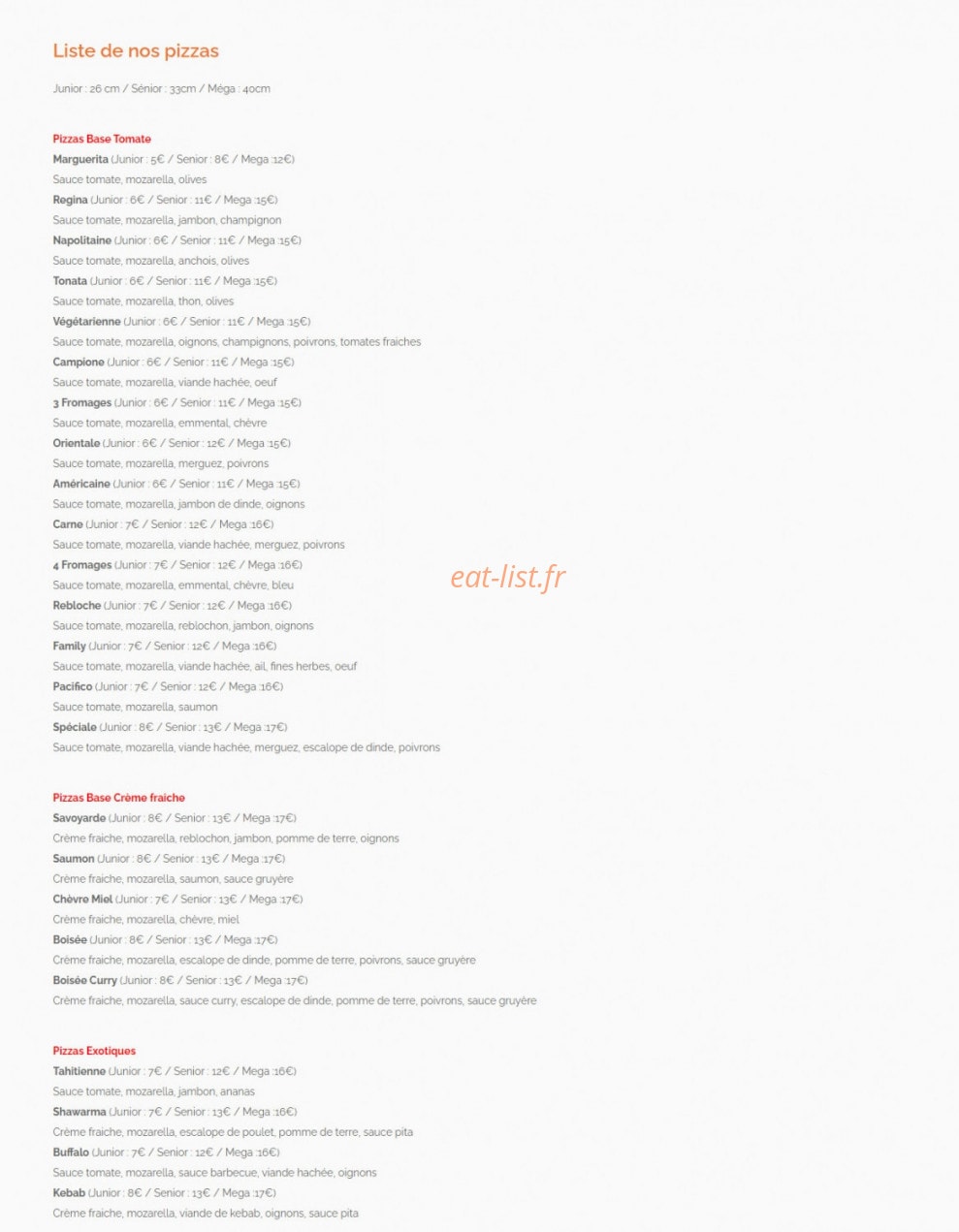 Master Pizza — carte page 1