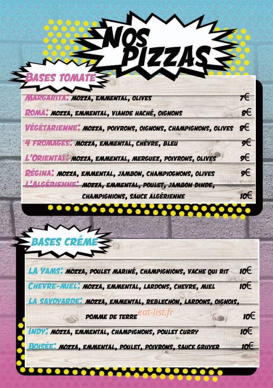 Yams pizza — carte page 1