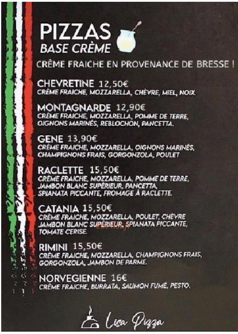 Lisa Pizza — carte page 3