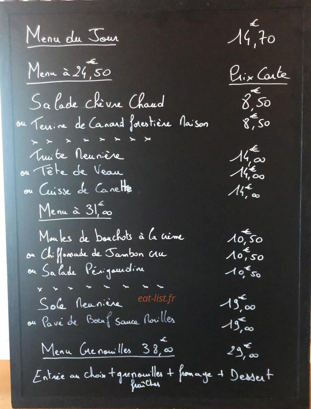 Restaurant Bonnier — carte page 1