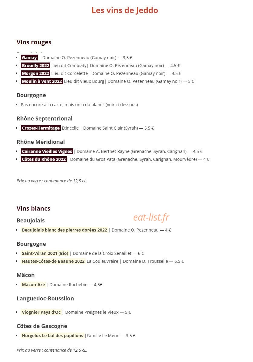 Chez Jeddo — carte page 1