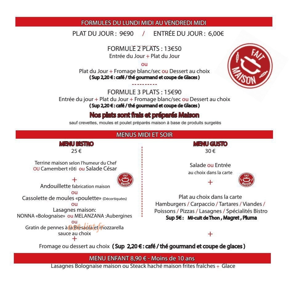 Bistro Gusto — carte page 1