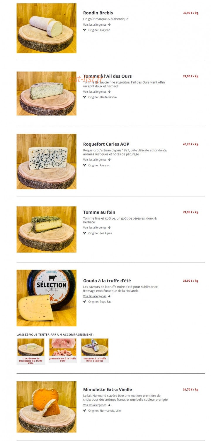 Le Comptoir Crémier — carte page 3