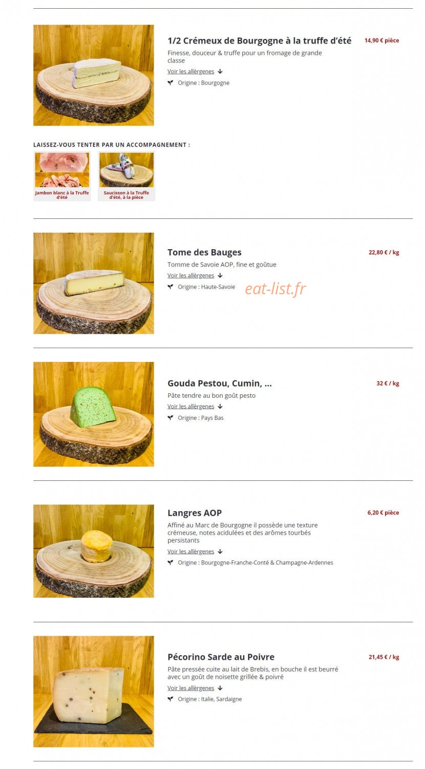 Le Comptoir Crémier — carte page 2