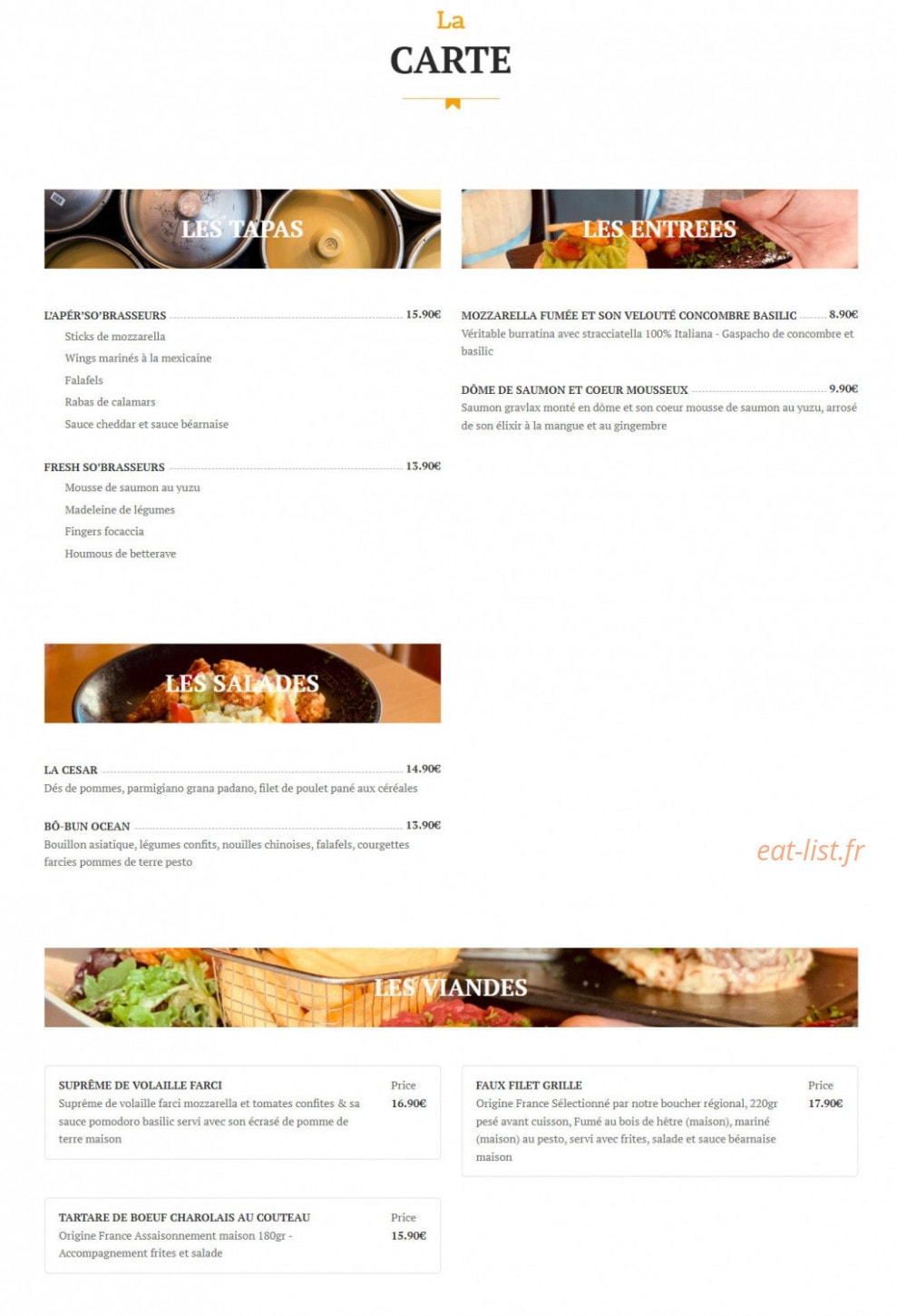 SO'Brasseurs — carte page 1
