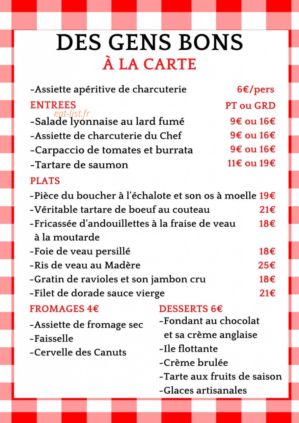 Des Gens Bons — carte page 1