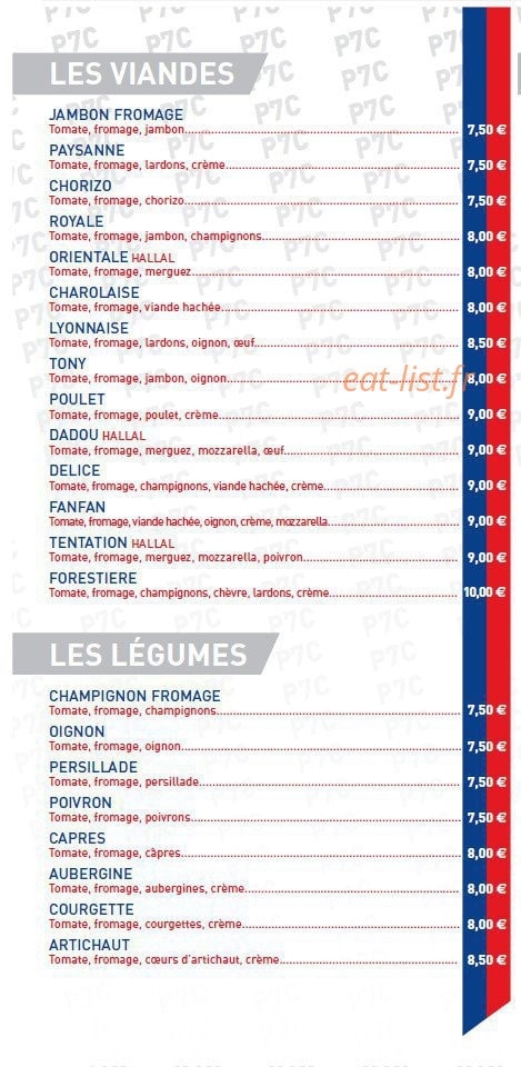 Pizza des 7 chemins — carte page 2