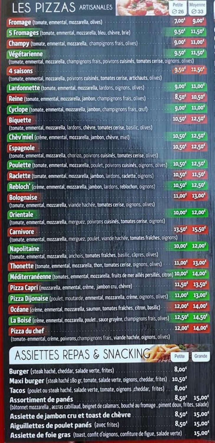 cap pizza — carte page 1