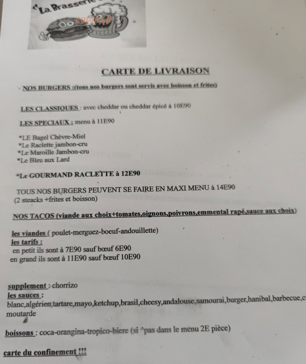 La brasserie du coin — carte page 1