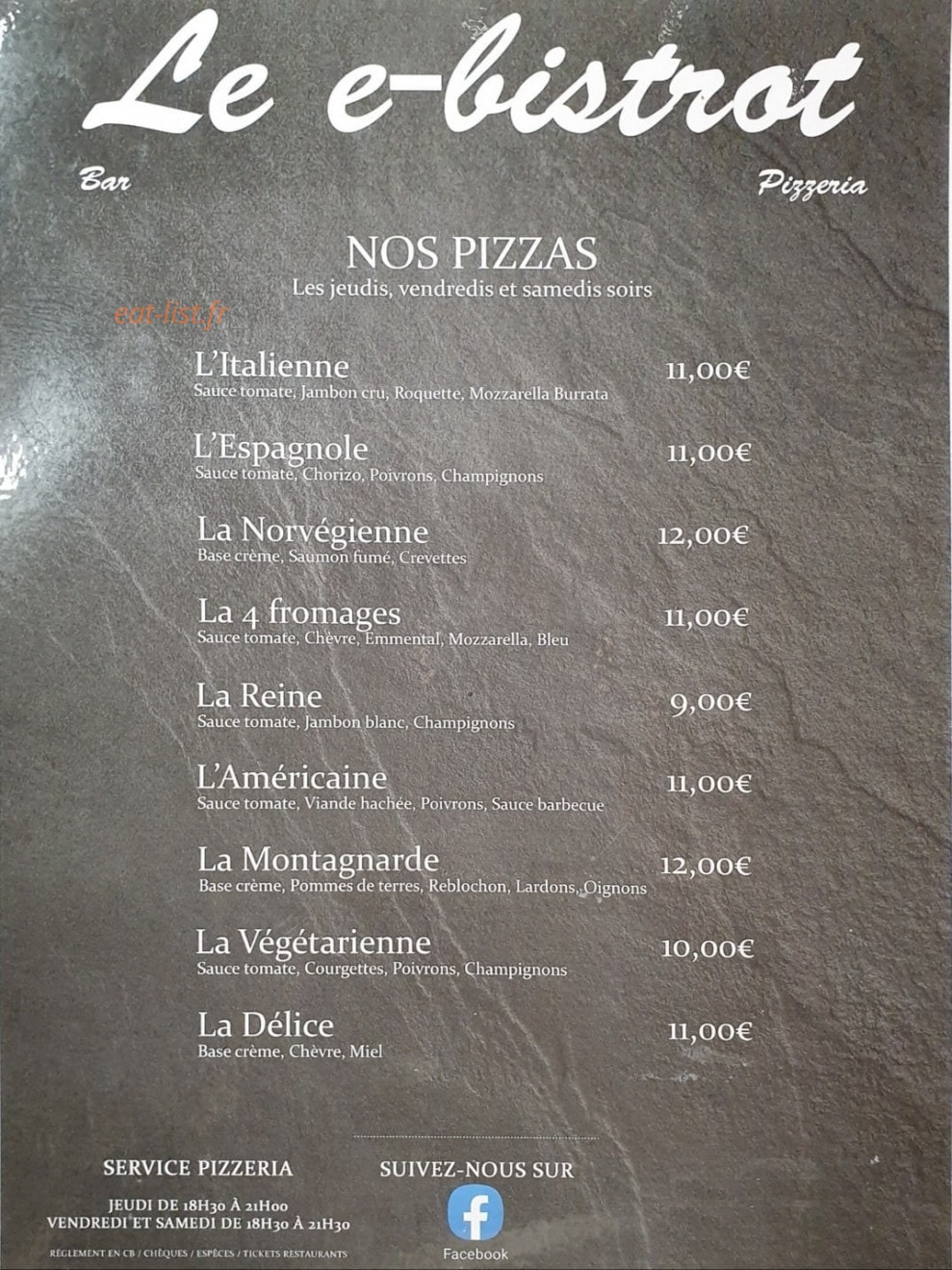 Le e-bistrot — carte page 1