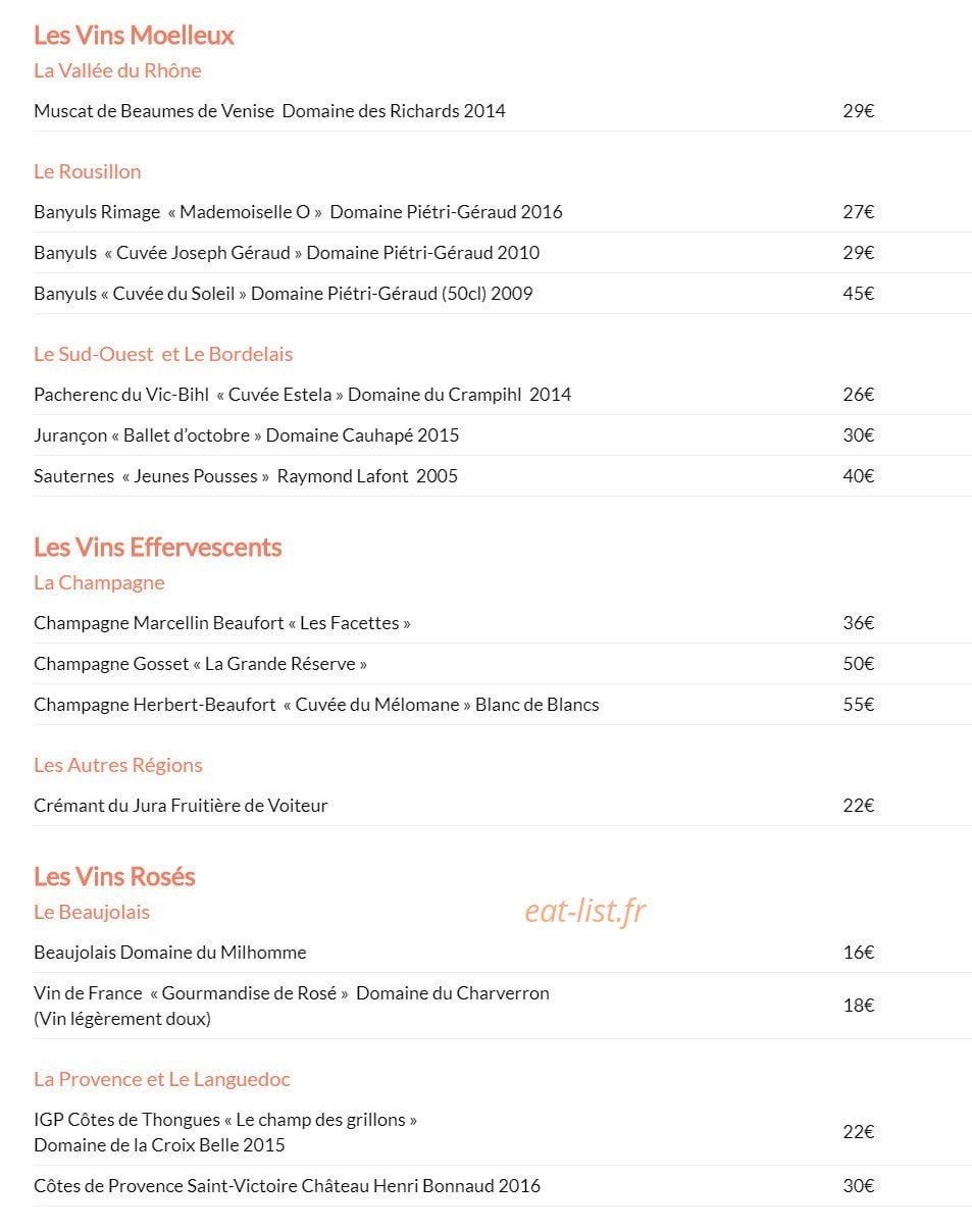 Auberge de la Vallée — carte page 4