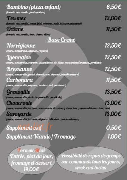Carte et menu de Le Rencard de Saint-Jean à Saint Jean la Bussiere — Les pizzas suite