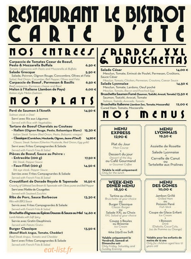 Le Bistrot — carte page 4