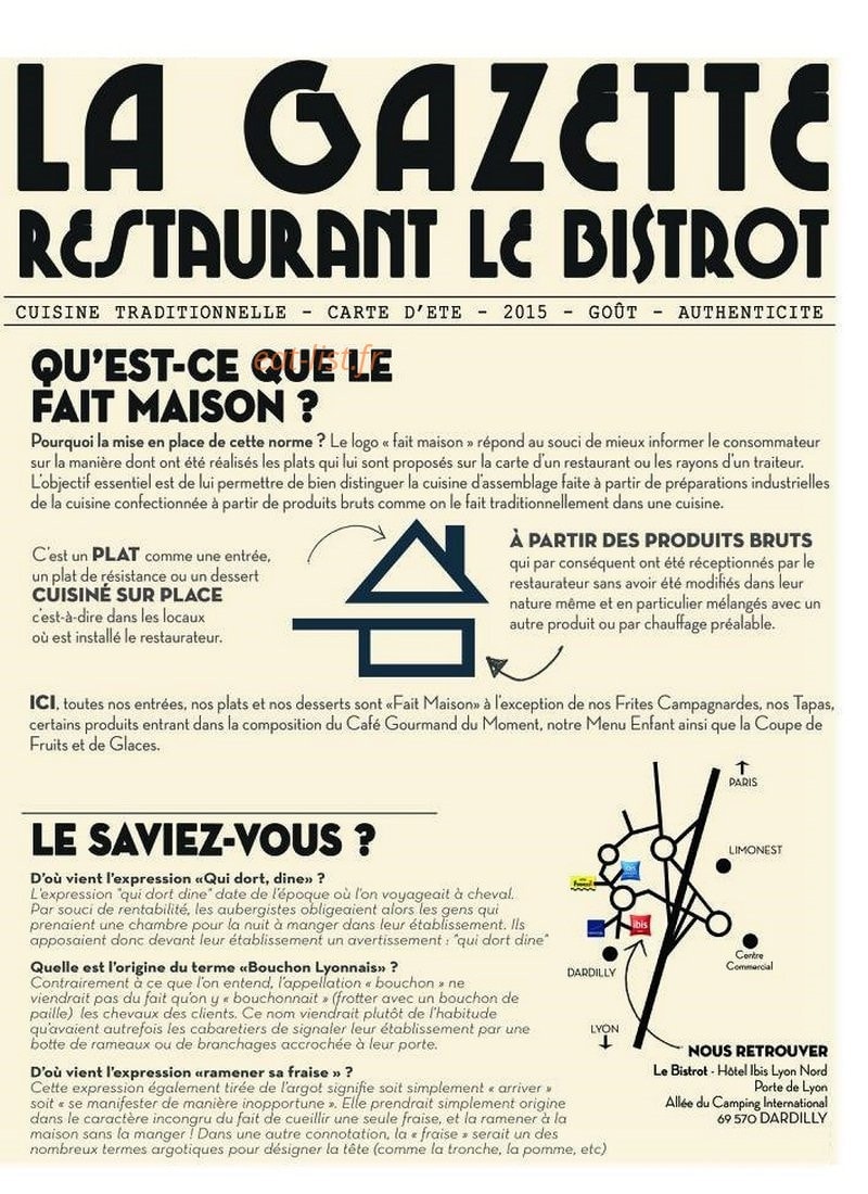 Le Bistrot — carte page 1
