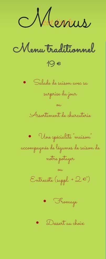 Auberge de Fourchet — carte page 2