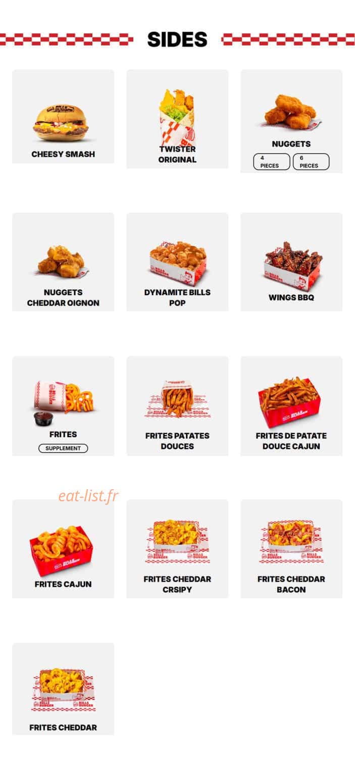 Bill's Burger — carte page 2