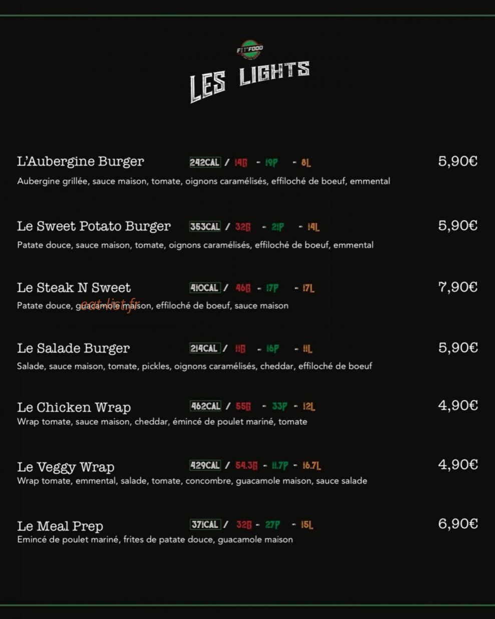 Fit'Food — carte page 1