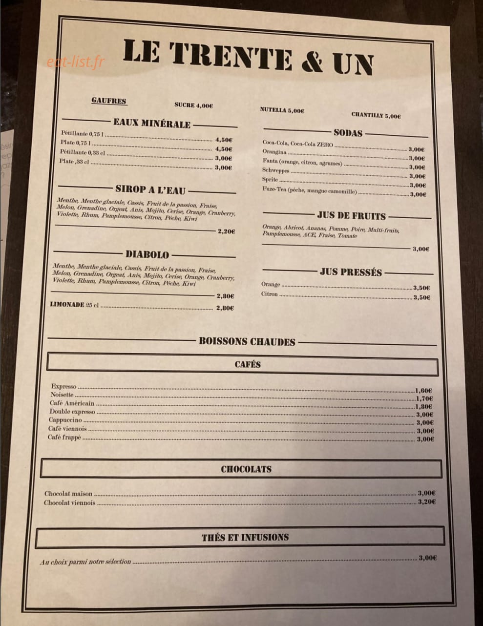 Le trente et un — carte page 3