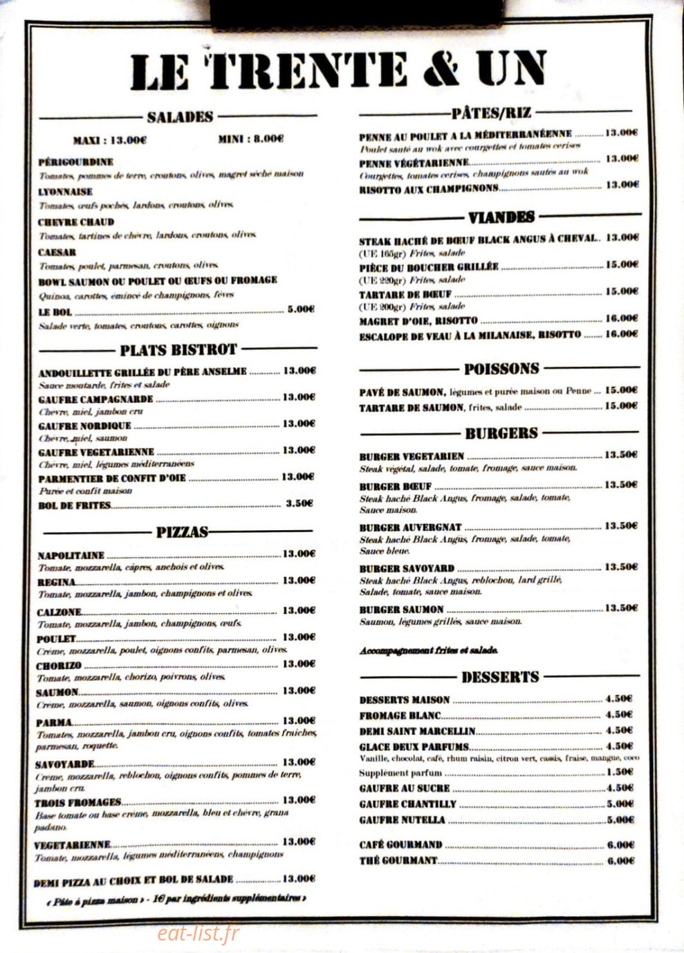Le trente et un — carte page 1