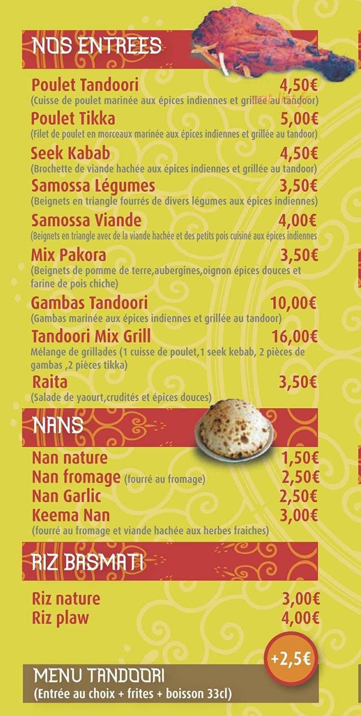 Oullins Tandoori — carte page 2