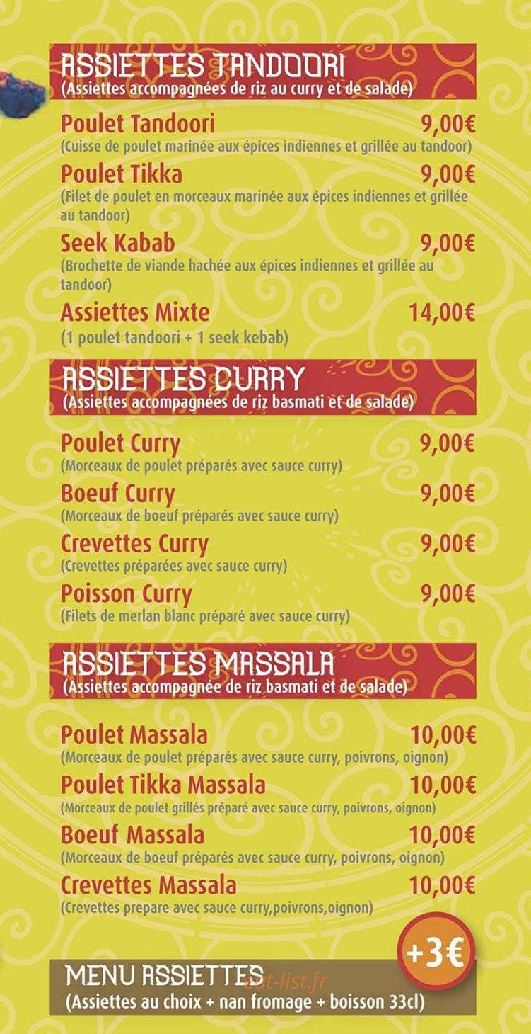 Oullins Tandoori — carte page 3