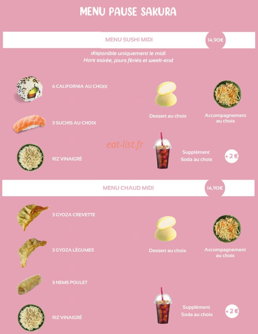 Sakura Sushi — carte page 2