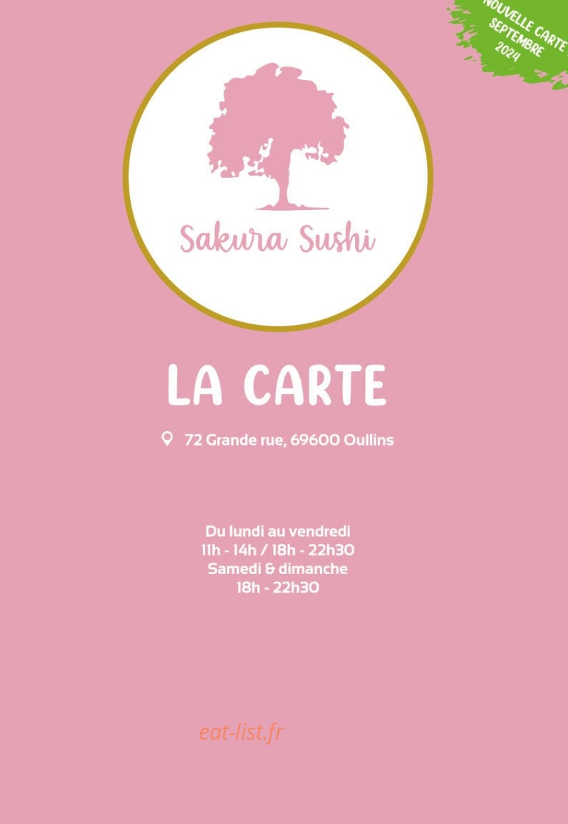 Sakura Sushi — carte page 1