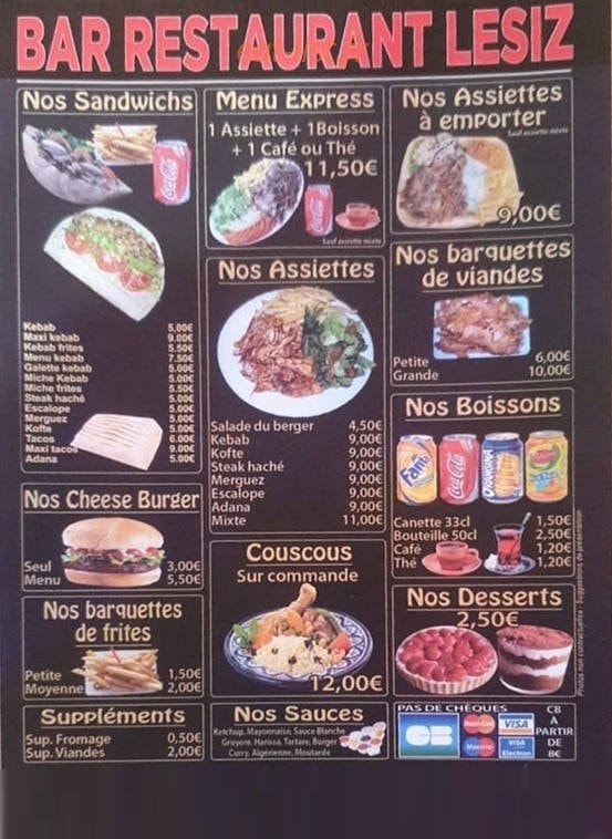 Bar restaurant Lesiz — carte page 3