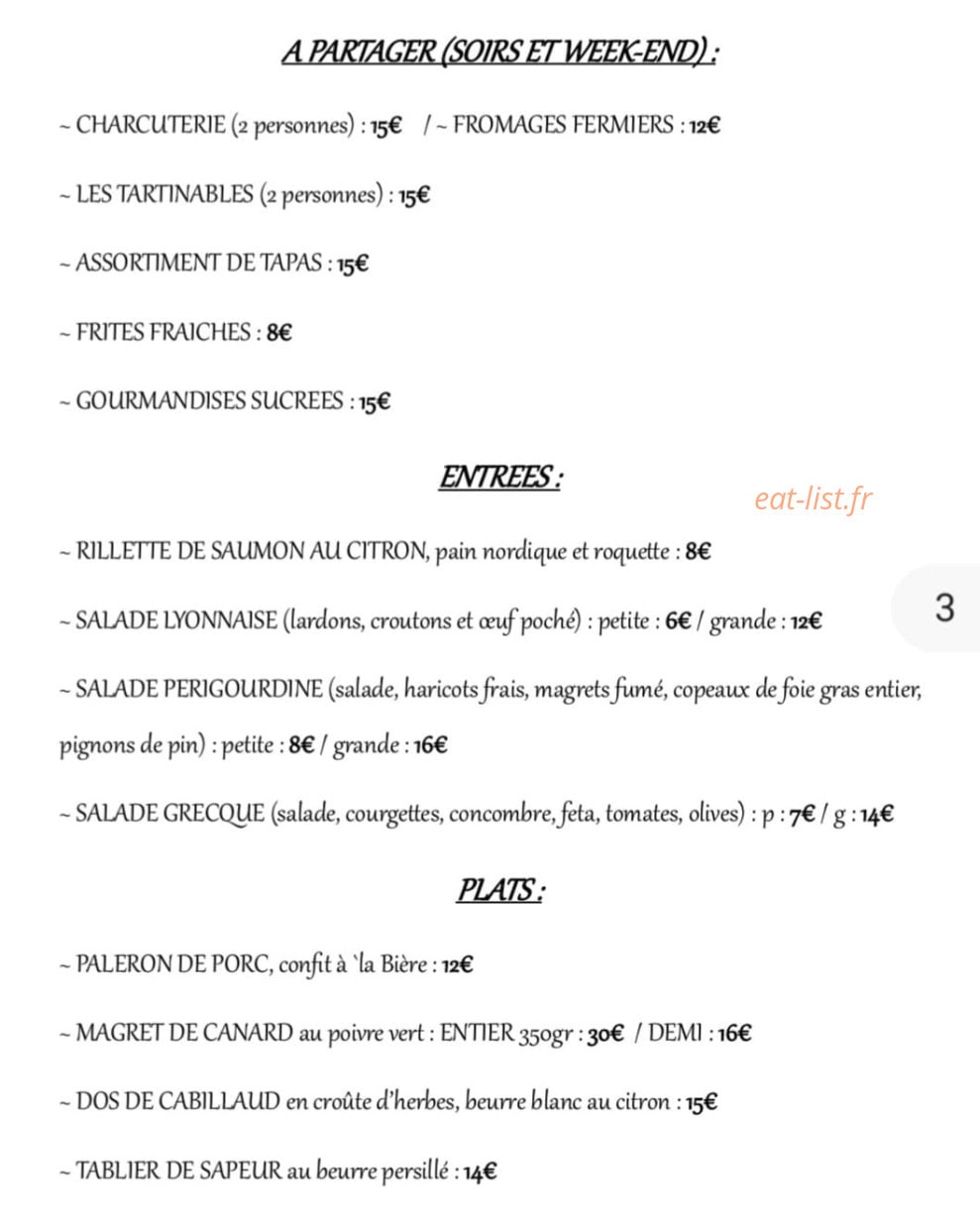 Carte et menu de Auke-Land à Sainte Foy l'Argentiere — Les entrées, plats et à partager
