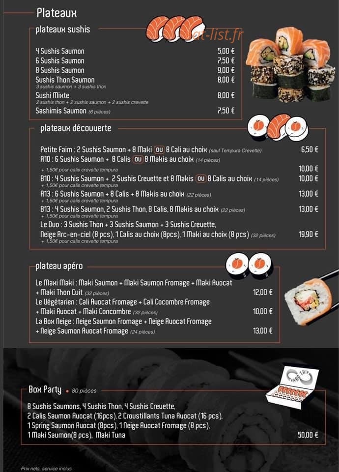 Carte et menu de Khao Thip Asie à Sainte Foy l'Argentiere — Plateaux et box party