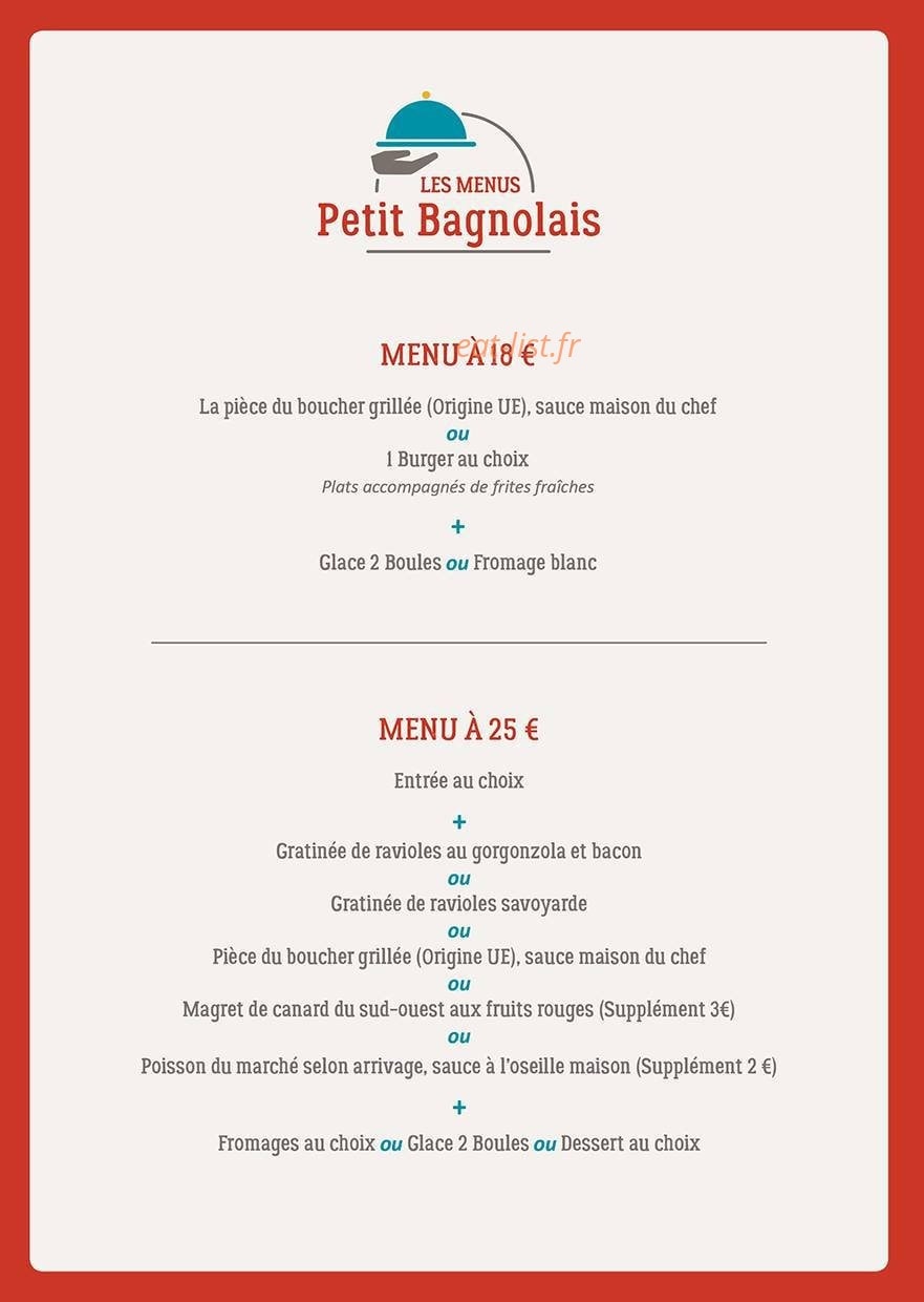 Le Petit Bagnolais — carte page 1