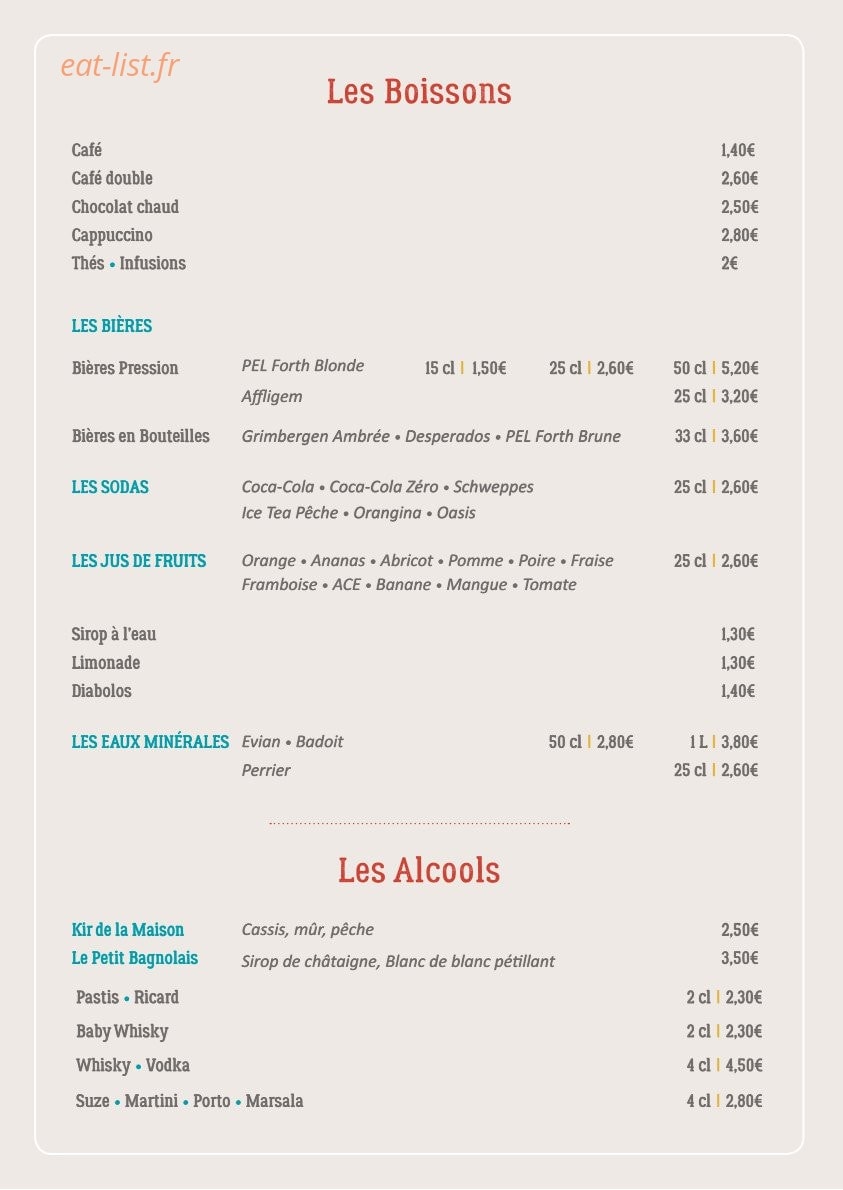 Le Petit Bagnolais — carte page 7