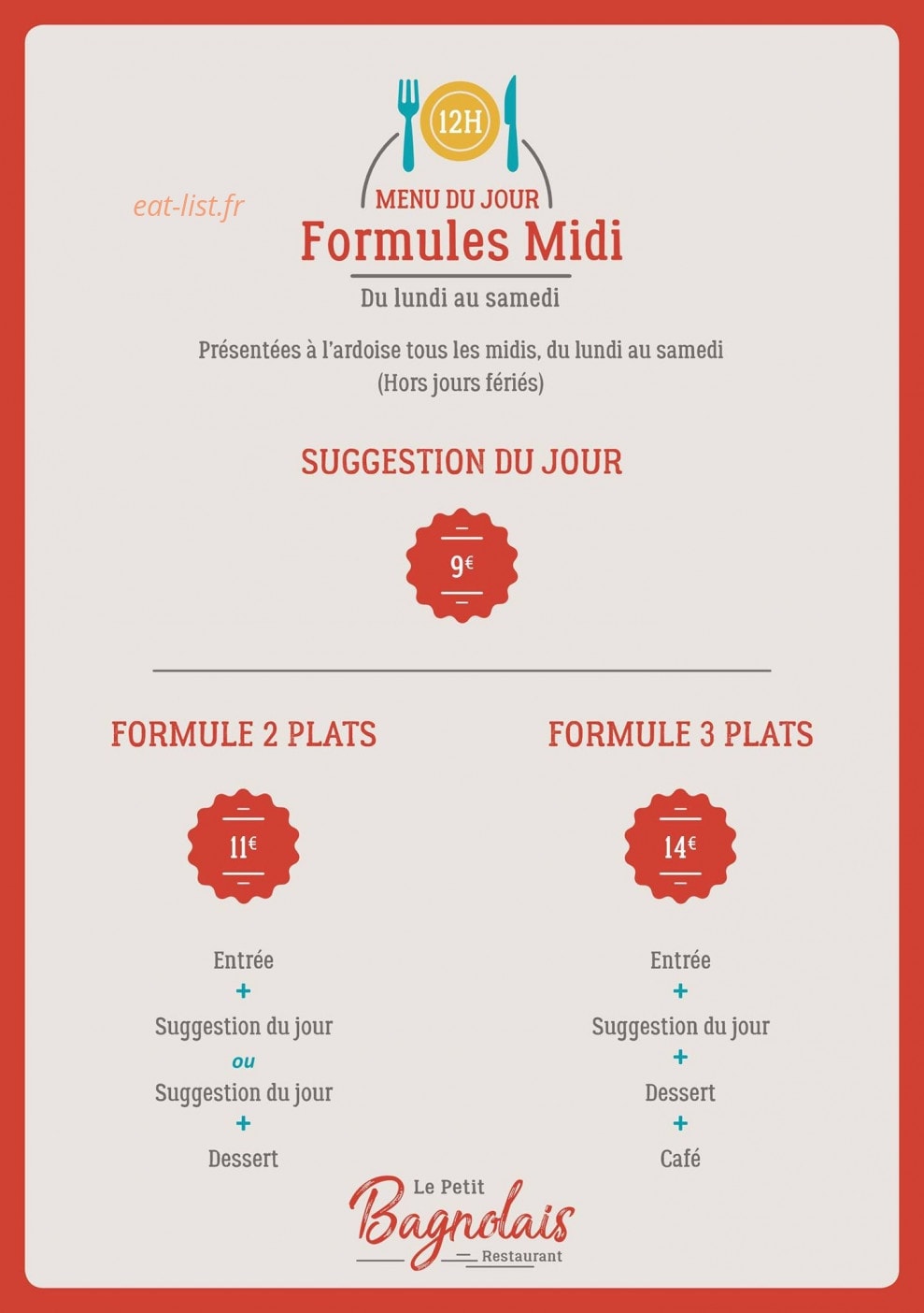 Le Petit Bagnolais — carte page 3