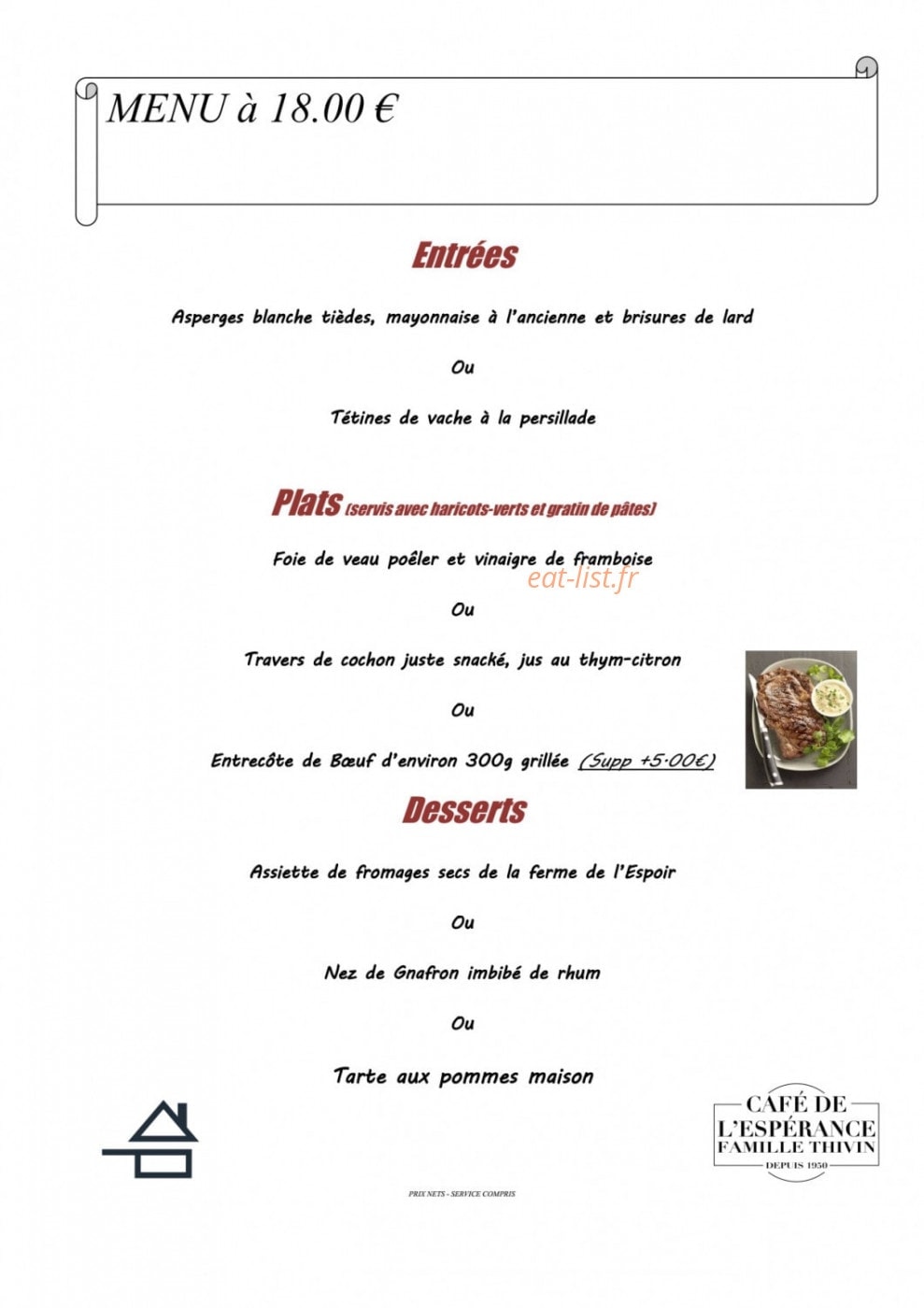 Café de l'espérance — carte page 1